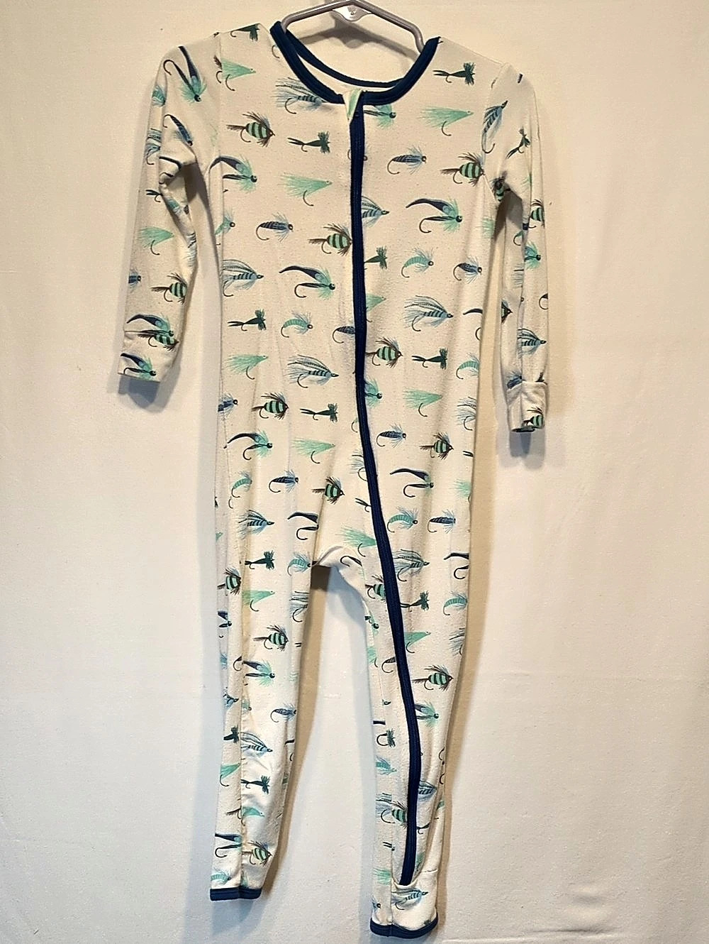 Kickee Pants Natural Fishing Flies Zip Footie / Coverall 3T